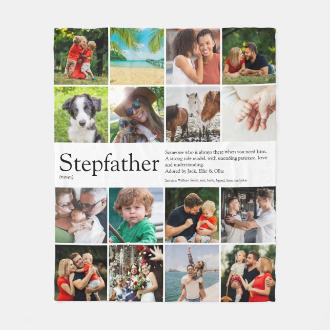 Steppappa, styvpappa Definition 16 fotokollage Fleecefilt (Framsidan)