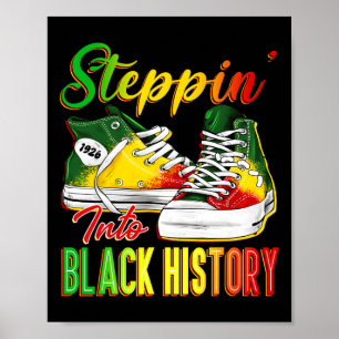 Steppin i svart historik Månad Afro Black Sneake Poster