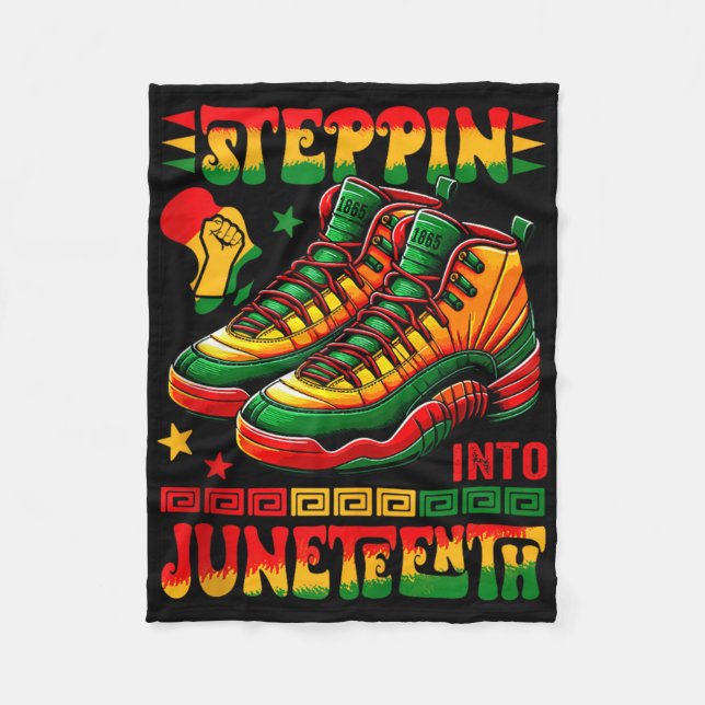 Steppin till Juneteelfte Proud Afro Matching Runni Fleecefilt (Framsidan)