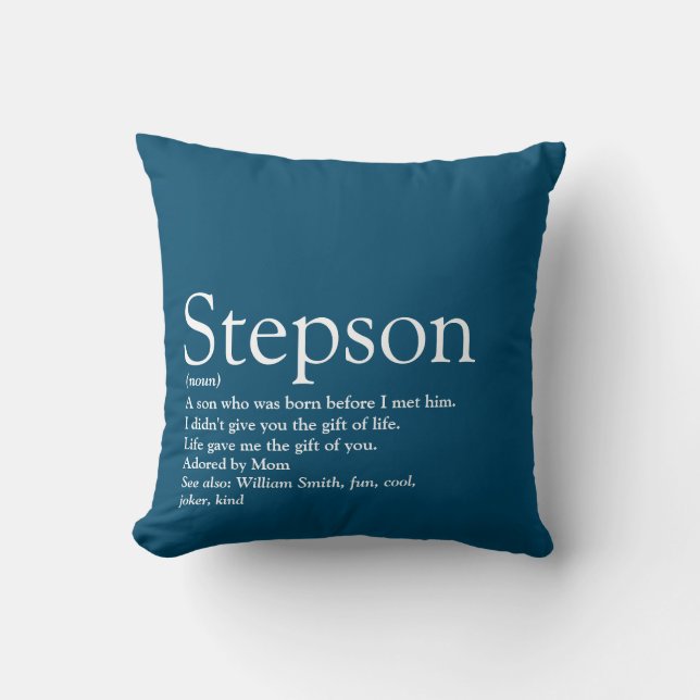 Stepson Blue Modern Rolig Typografi Kudde (Framsida)