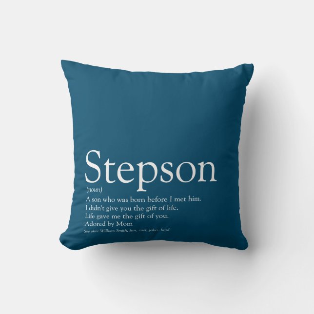 Stepson Blue Modern Roligt Typography Kudde (Framsida)