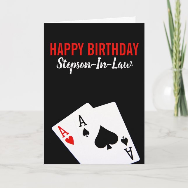 Stepson-in-Law Poker Birthday Card Kort (Framsida)