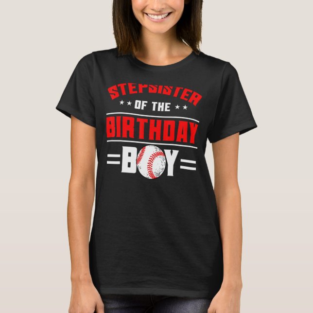 Stepsyster till födelsedagspojken Baseball Theme F T Shirt (Framsida)