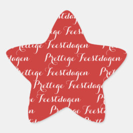 Ster Kerst tekst stickers "Prettige Feestdagen" Stjärnformat Klistermärke