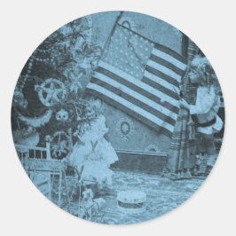 Stereoview - Patriotic julcirca 1901 Runt Klistermärke