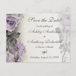 Sterling Silver Purpurros Bröllop Spara datum Meddelande Vykort