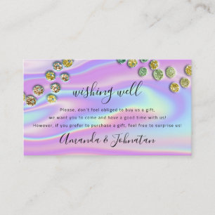 Sterlingen Wishing well Bröllop Gift HoloGraph Visitkort