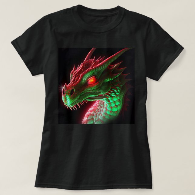 Stern Red and Grönt Vuxen Dragon T-Shirt (Design framsida)