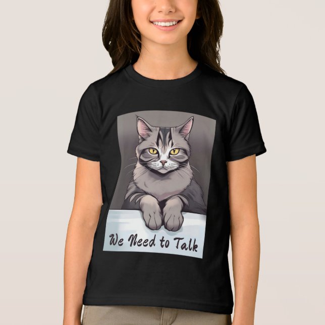 Stern Tabby katt kräver ett seriöst samtal T Shirt (Framsida)