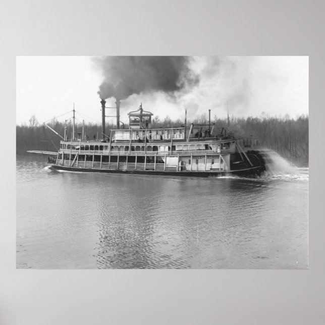 Stern-Wheel Steamboat Belle från Calhoun 1906 BW Poster (Framsidan)
