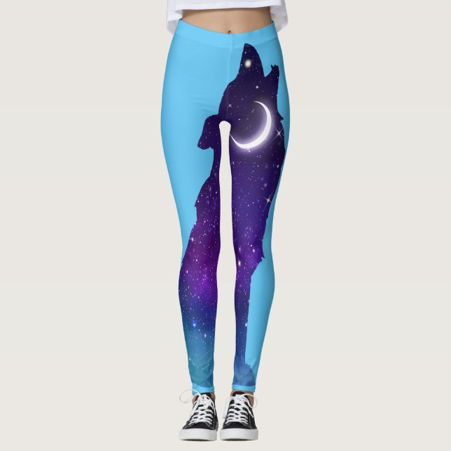 Sterne Galaxis Stars Galaxy Wolf Leggings (Framsida)
