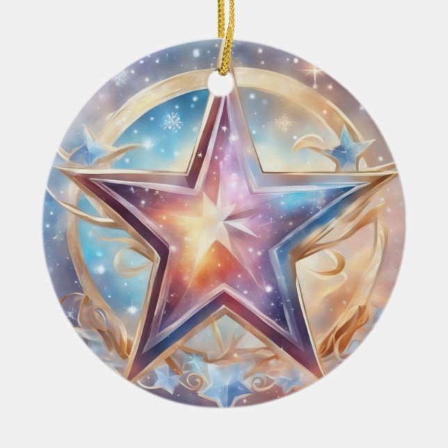  Sternen wasserfarben pastell Gemälde Julgransprydnad Keramik (Framsidan)
