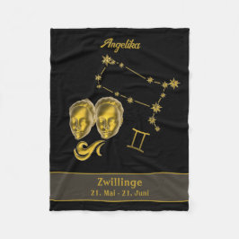 Sternzeichen Zwillinge, gold -  Fleecefilt