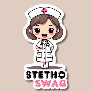 Stetho Swag Kawaii Stil Nurse Watersecure Klistermärken