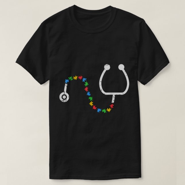 Stethoscope Autism Awareness Medical RN Nurse Doct T Shirt (Design framsida)