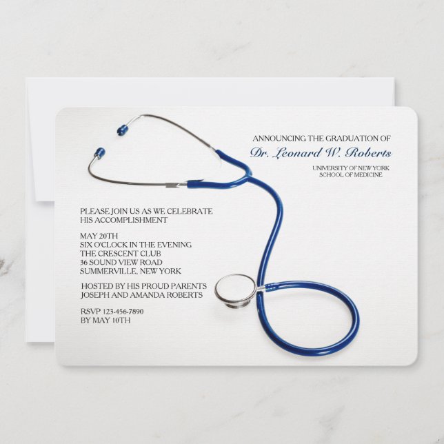 Stethoscope Blue Medical School Studenten Inbjudan (Framsida)
