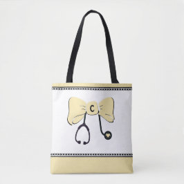 Stethoscope Bow Gult & White Tote Bag Tygkasse
