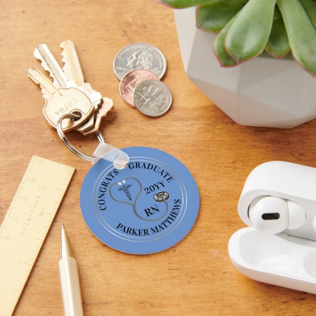 Stethoscope Caduceus RN Gratulerarare Student-Lt B Nyckelring (Skrivbord)