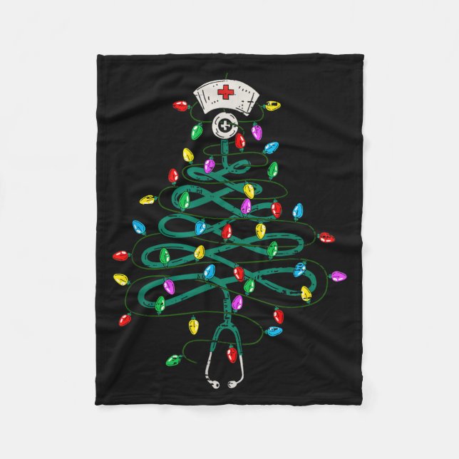 Stethoscope Christmas Tree Lights Nurse Christmas  Fleecefilt (Framsidan)