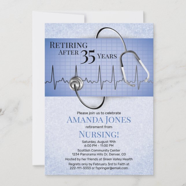 Stethoscope ECG Nurse Pension-inbjudan Inbjudningar (Framsida)