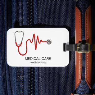 Stethoscope EKG Heartslag ECG Wave Line Medical Bagagebricka