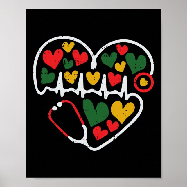 Stethoscope Heart Junetelfte Melanin Nurse African Poster (Framsidan)