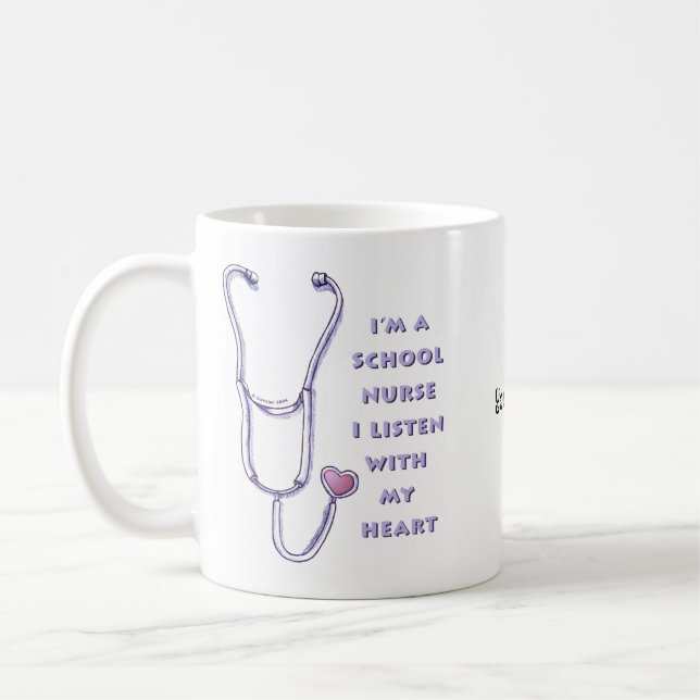 Stethoscope Heart School Nurse Kaffemugg (Vänster)