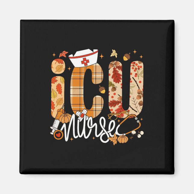 Stethoscope Icu Nurse Fall Yall Höst löv Than Magnet (Framsidan)