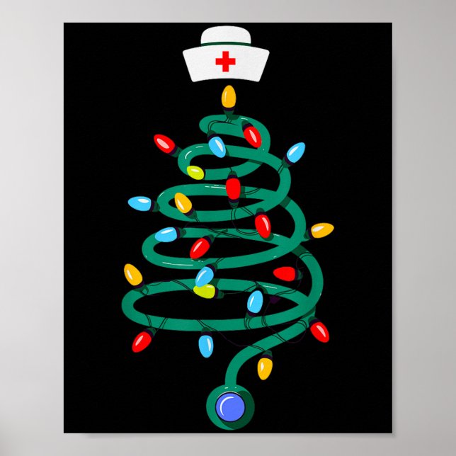 Stethoscope Julgran Registered Doktor Nurse Poster (Framsidan)