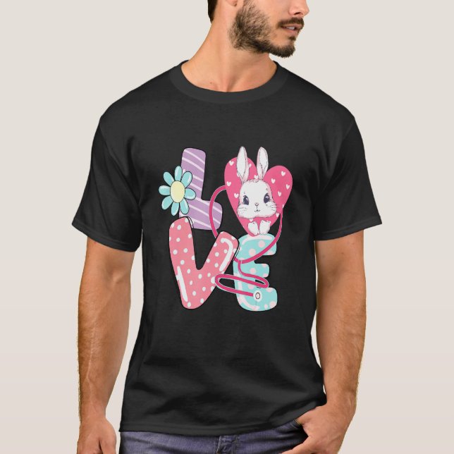 Stethoscope Kärlek Påsk Nurse Life Rabbit Nurse T Shirt (Framsida)