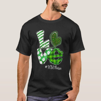 Stethoscope Love ICU Nurse Leopard Plaid St Patric T Shirt