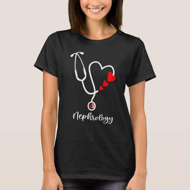 Stethoscope Nephrology Nurse Happy Valentines Day T Shirt (Framsida)