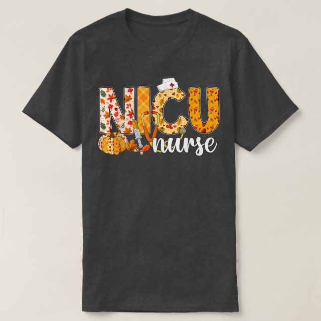 Stethoscope NICU Nurse Fall Yall Höst löv Tha T Shirt (Design framsida)