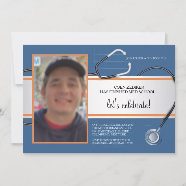 Stethoscope Photo Custom Invitations Inbjudningar (Framsida)