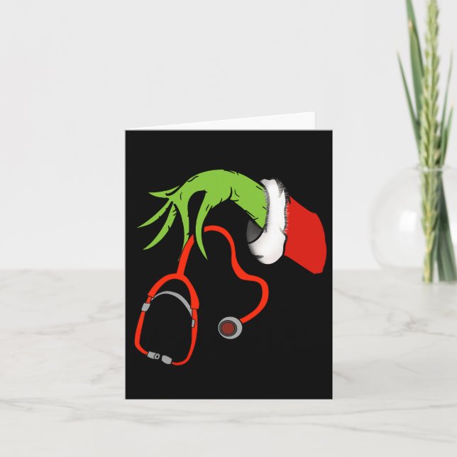 Stethoscope Santa Funny jul Julafton Nurse Nursi Kort (Framsida)