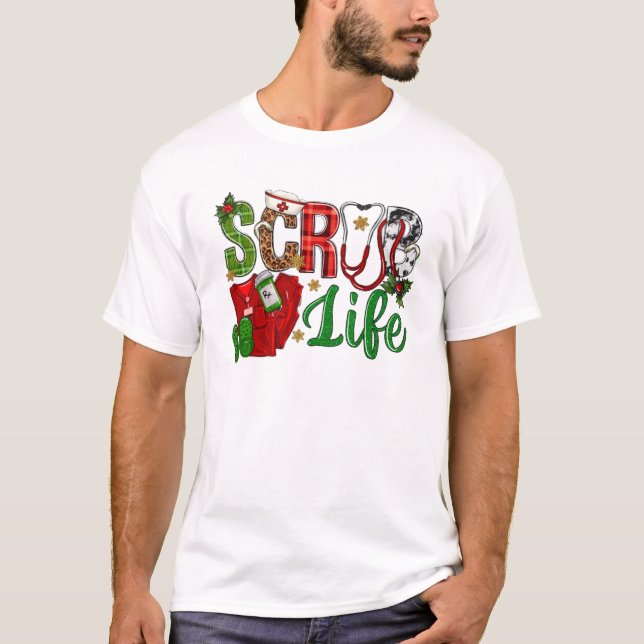 Stethoscope SCrub: God jul T Shirt (Framsida)