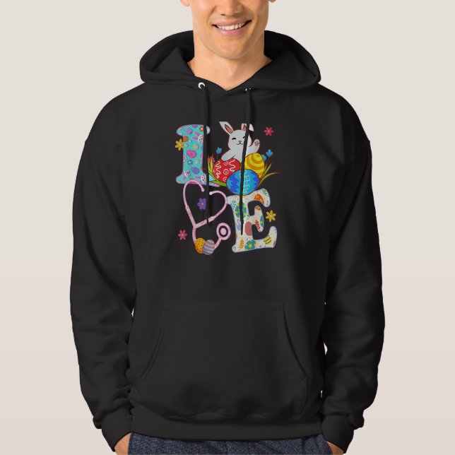 Stethoscope SCrub Life Nurse Bunny Påsk Day Outf Hoodie (Framsida)