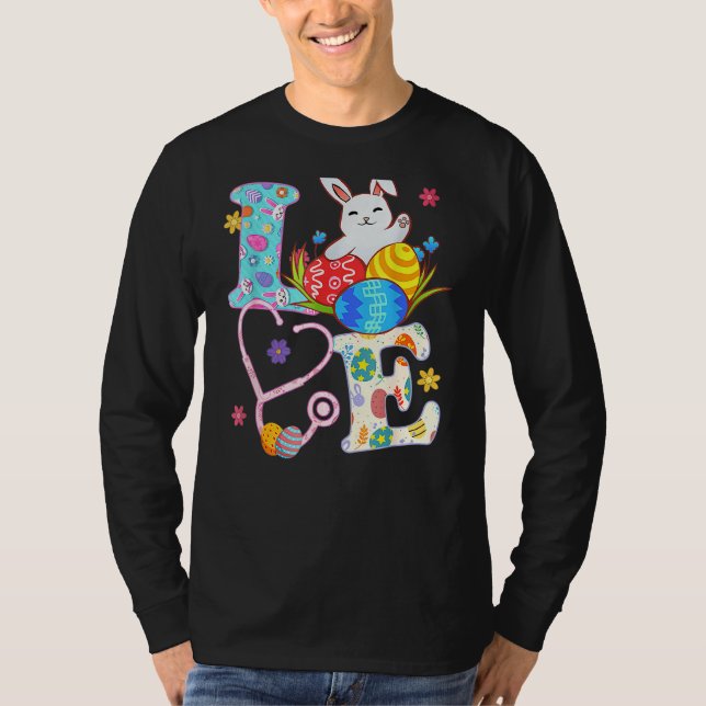 Stethoscope SCrub Life Nurse Bunny Påsk Day Outf T Shirt (Framsida)