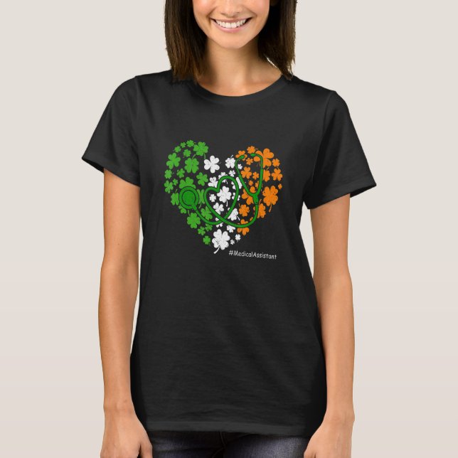 Stethoscope Shamrock Medical Assistant St Patrick T Shirt (Framsida)