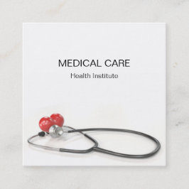 Stethoscope with Heart | Medical Care & Healthcare Fyrkantigt Visitkort