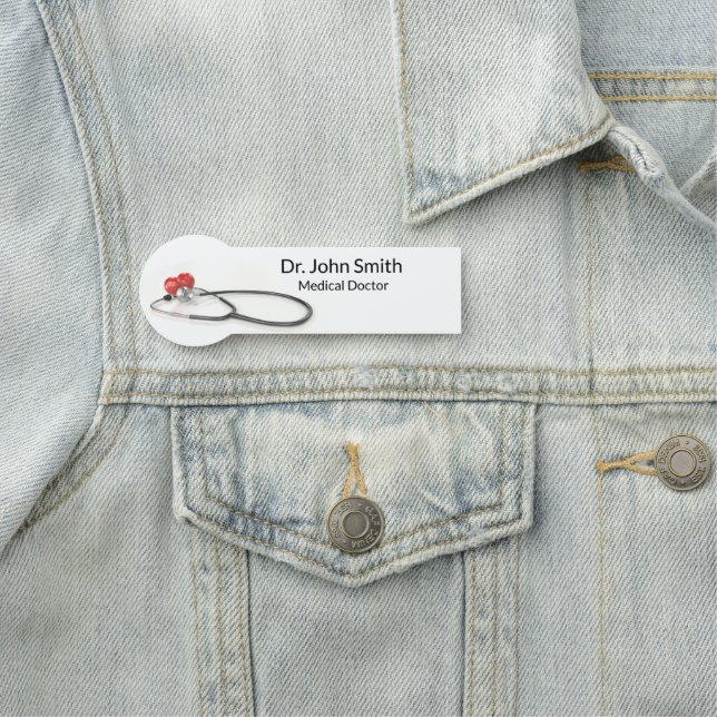 Stethoscope with Heart | Medical Care & Healthcare Namnbricka (På plats)