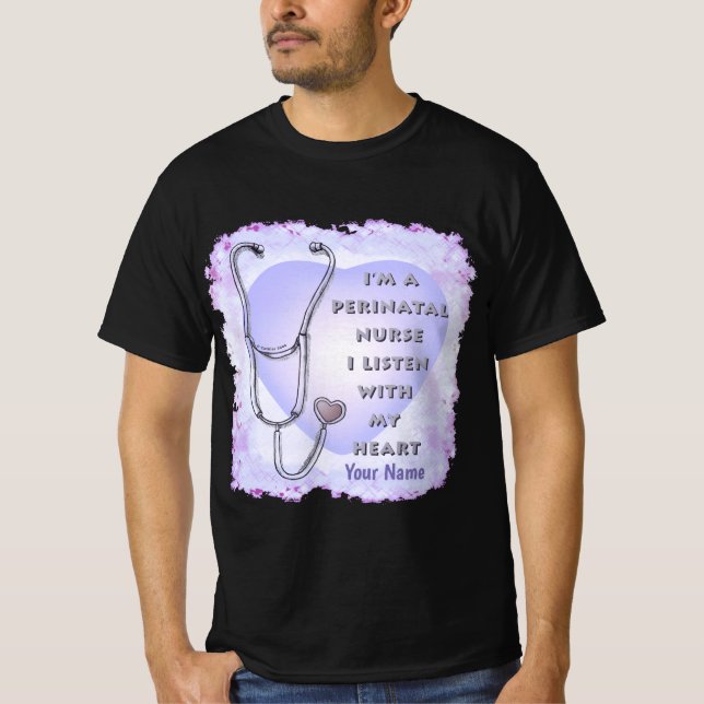 Stetoscope Heart Perinatal Nurse T Shirt (Framsida)