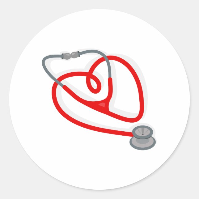 Stetoscope Heart Runt Klistermärke (Framsida)