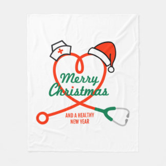 Stetoscope-hjärta med julhat fleecefilt