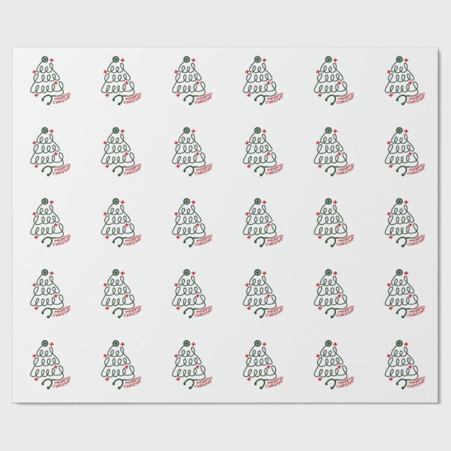 Stetoscope Julgran Ljus Nursing Scrubs Presentpapper (Platt)