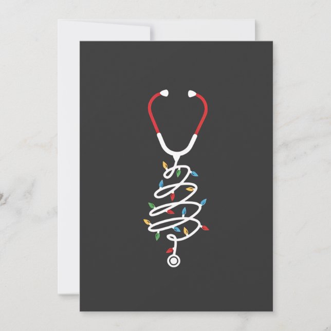 Stetoscope Medicinsk utrustning i Julgran Ljus Meddelande (Framsida)