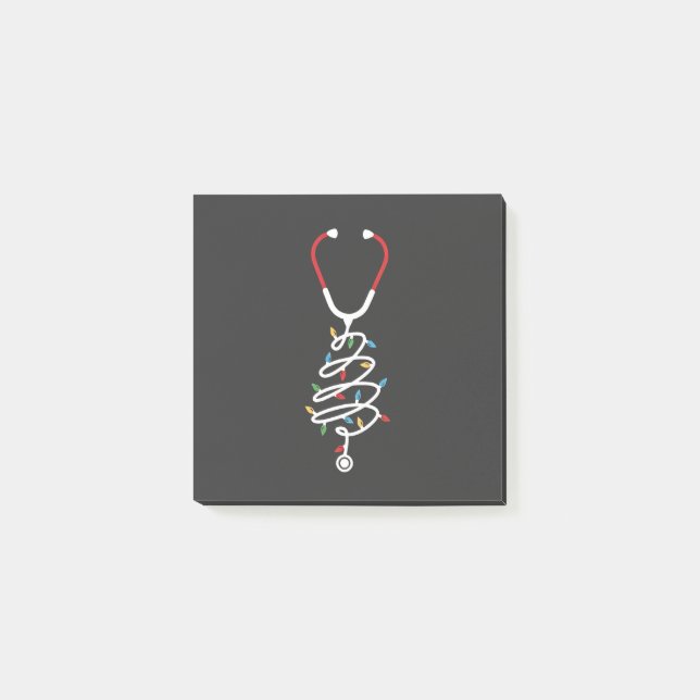 Stetoscope Medicinsk utrustning i Julgran Ljus Post-it Block (Framsida)