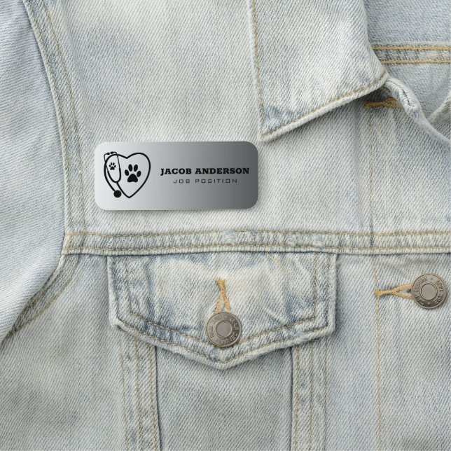 Stetoscope och Paw-utskrift Namnbricka (På plats)