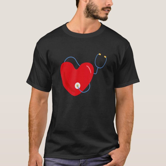 Stetoscope Patriotic Nursing Medicine Heart Nurse T Shirt (Framsida)