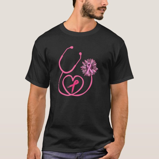 Stetoscope Rosa Ribbon Breast Cancer Awareness Mo T Shirt (Framsida)